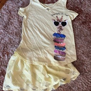 Girls Justice Size 6 Skirt S/S Tee Outfit